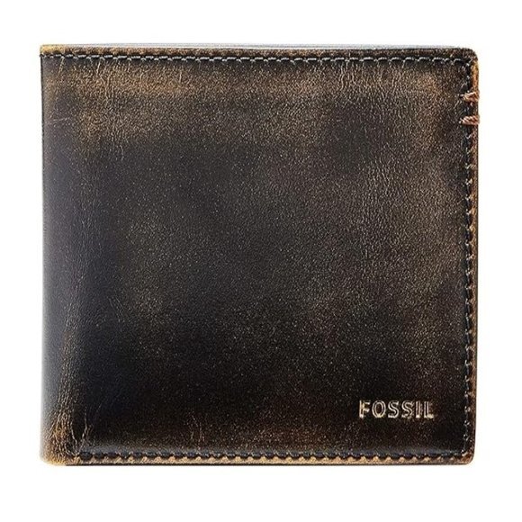 Fossil Men's Black Wade Leather‎ Bifold with Flip ID Wallet - Picture 1 of 6